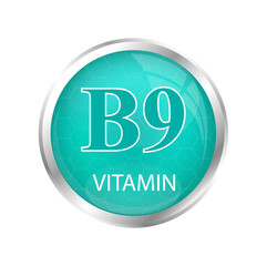 Vitamin B9 icon structure light green substance isolated on cutout PNG. Personal care, beauty concept. Medicine health symbol of thiamine. Drug business. complex with chemical.