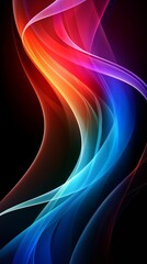 abstract colored blue purple red waves on black background, wallpaper