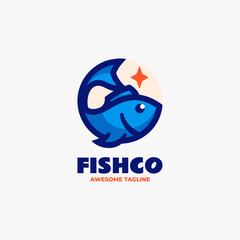 Vector Logo Illustration Fish Simple Mascot Style.