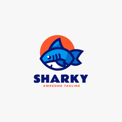 Vector Logo Illustration Shark Simple Mascot Style.