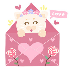 Cute cat with letter for valentine's day