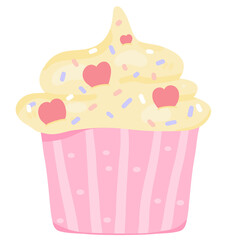 Cupcake with pink hearts