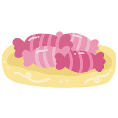 Sweet candies in yellow plate