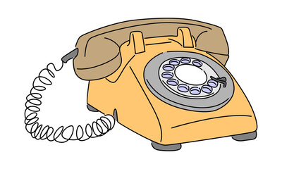line art color of Vintage telephone old style