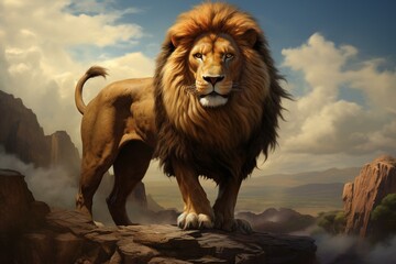 a courageous lion named leo. Generative AI - obrazy, fototapety, plakaty