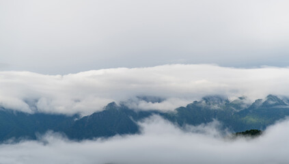 Fototapeta na wymiar Landscape of mountain covered fog