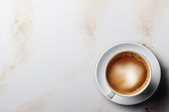 Generative AI Image of Delicious Coffee Drink in Cup with Blank Space on White Background