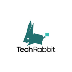 technology logo with abstract rabbit graphic design for brand identity