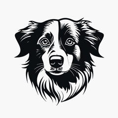 symbolic illustration of border collie dog breed, shepherd dog icon
