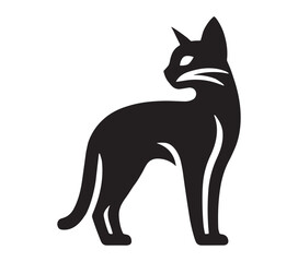 Abyssinian cat silhouette, cat silhouette. cute cat, cat vector.