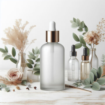Showcasing Beauty in Glass Bottles: Elegant Beauty Product Mockup