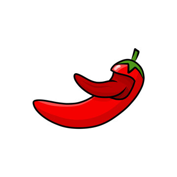 Cartoon spicy red chili tongue