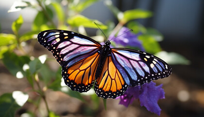 Vibrant butterfly in nature, flying with elegance generated by AI