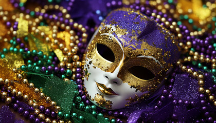 Mardi Gras costume hides mystery and elegance generated by AI