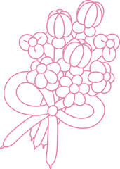 Cute Tulip Daisy Birthday Flower Bouquet Balloon Illustration