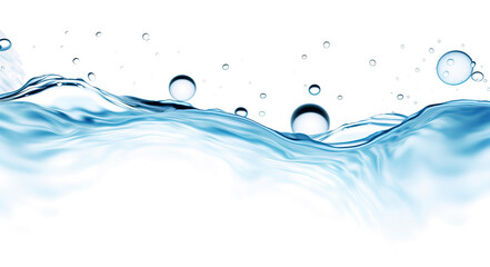Wave water surface with bubbles isolated on transparent background 