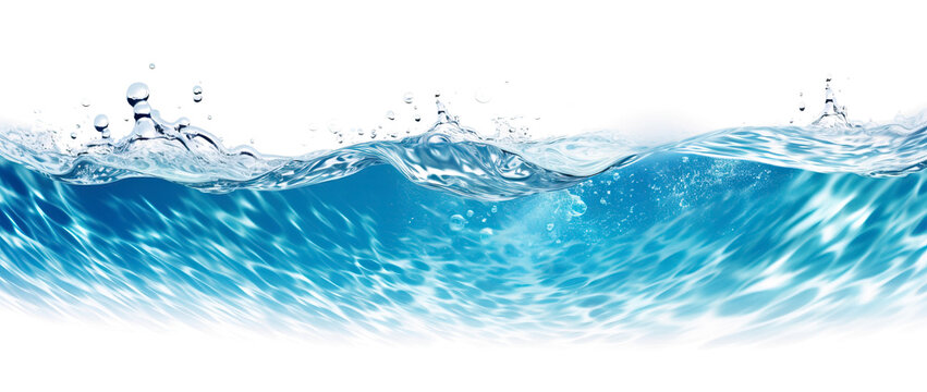 Water waves on blue ocean isolated on transparent background. PNG