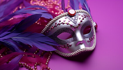 Feathered mask brings elegance to Mardi Gras celebration generated by AI