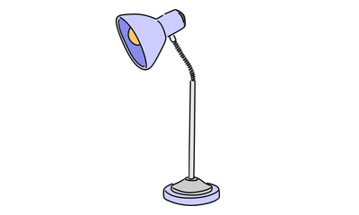 line art color of desk Lamp vector illustration