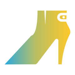 Fashion icon on flat gradient style. women's boot icon