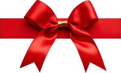 Red bow isolated on transparent background. PNG