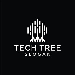tech tree electrical circuit digital logo vector icon