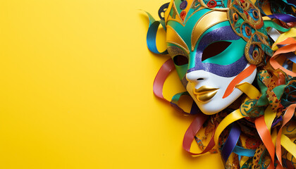 Colorful masks bring joy to the carnival celebration generated by AI