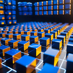 Fototapeta premium A group of blue and orange cubes.