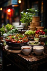  Food cart serving delectable bowls of pho, Generative AI 
