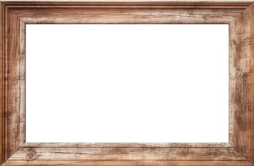 Wooden photo frame isolated on transparent background. PNG