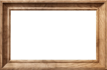 Wooden photo frame isolated on transparent background. PNG