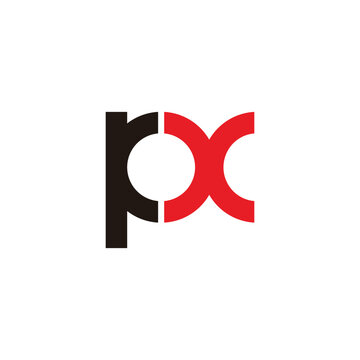 letter px simple linked geometric colorful logo vector