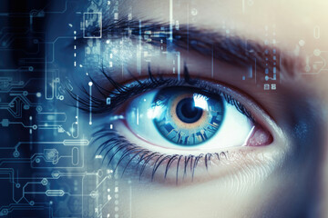 Closeup vision secure human future technology eye futuristic iris digital concept