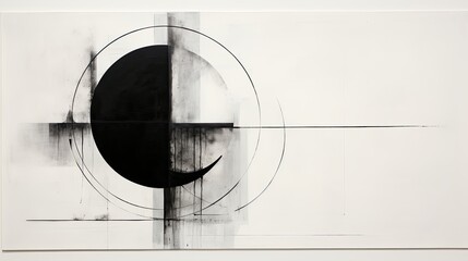 abstract oil painting of event horizon black and white