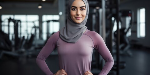 Arabic Woman Fitness Trainer Occupation Career Beautiful Environment Generative AI