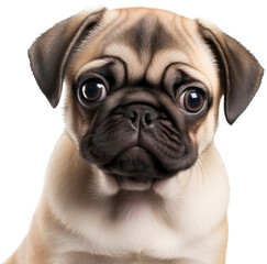 Fototapeta premium Baby pug isolated on transparent background. PNG