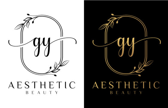Letter GY Beauty Logo with Flourish Ornament