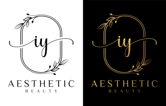 Letter IY Beauty Logo with Flourish Ornament