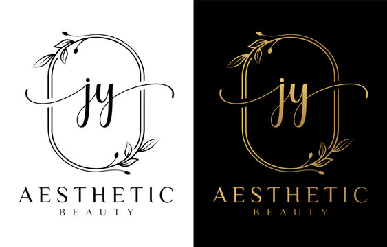 Letter JY Beauty Logo with Flourish Ornament