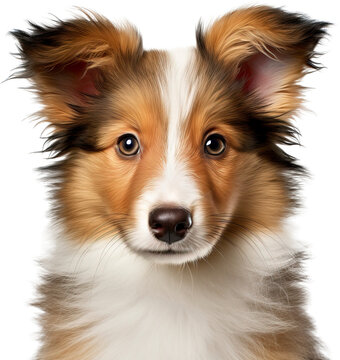 Baby Shetland Sheepdog isolated on transparent background. PNG