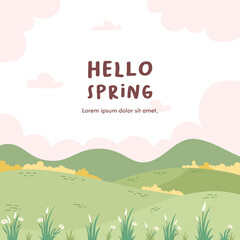 Naklejka premium VECTOR FLAT ILLUSTRATION SPRING BACKGROUND