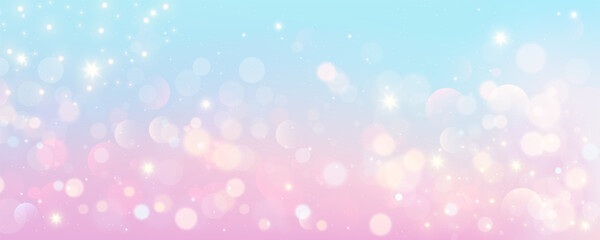 Estores personalizados com sua foto Bokeh sky background. Light pink pastel galaxy abstract wallpaper with glitter stars. Fantasy space with sparkles. Vector