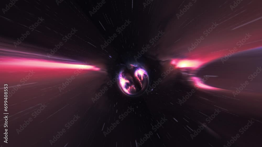 Wall mural travel through a wormhole through time and space animation