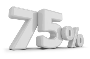75 percentage discount number white 3d render