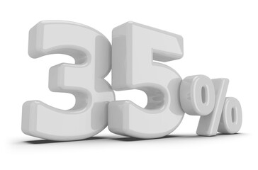 35 percentage discount number white 3d render