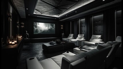 A Home cinema design home theater. Generative AI.