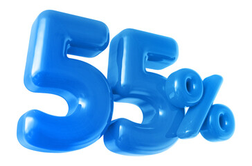 55 percentage discount number blue 3d render