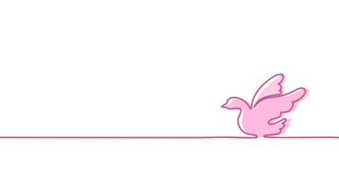 One continuous drawing bird in simple linear style. Continuous line of heart perfect for valentine's day, mother's day, for a card or wedding invitation