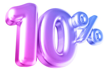 10 percentage discount number gradient 3d render