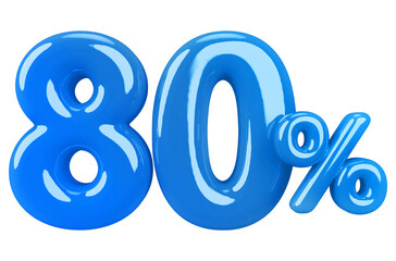 80 percentage discount number blue 3d render